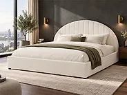 Cama con almacenaje CHADENET Bouclé Blanco crema 180 x 200 cm_1183972