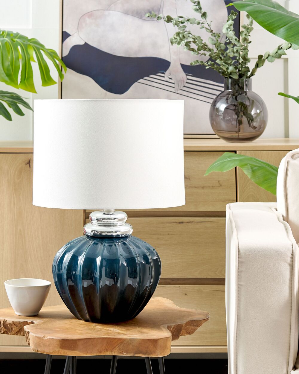 Small blue bedside lamp clearance