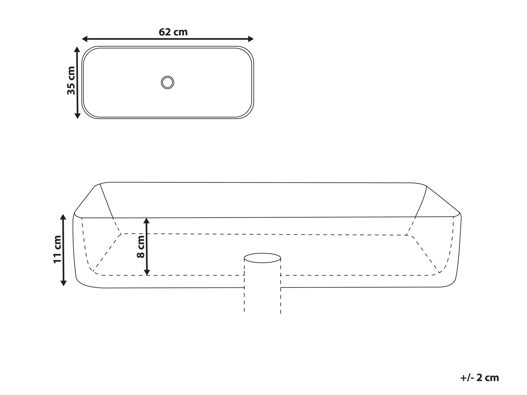Countertop Basin IPALA 620 x 350 mm Ceramic White Marble_922251