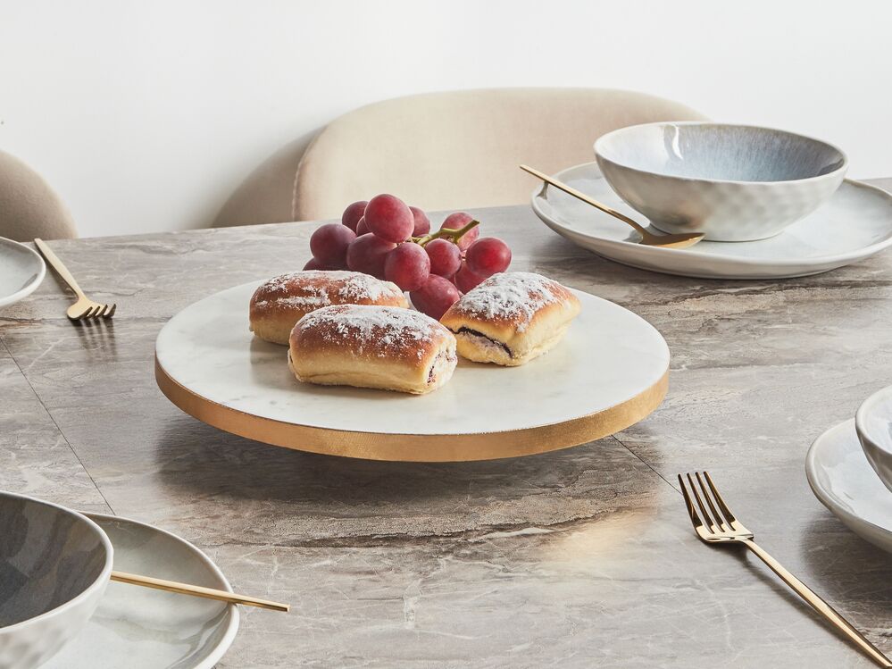 Rotating Marble Cake Stand White ASTROS Beliani
