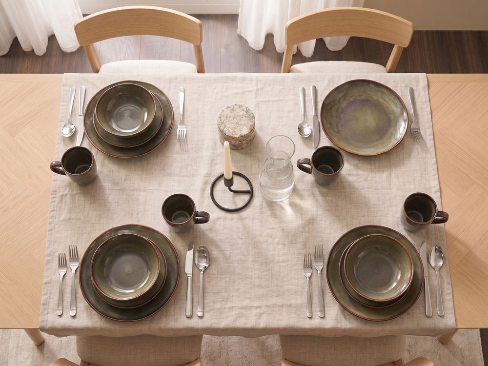 Set of 4 Side Plates THYME Stoneware Dark Green 22 cm