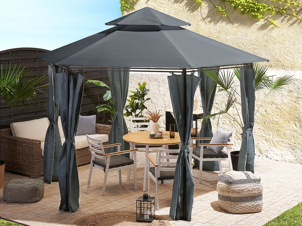 Gazebo 350 cm Dark Grey PORTEL Beliani