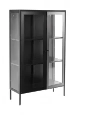 Vitrine mit Glastüren NASH 90 cm Metall Schwarz_1151428