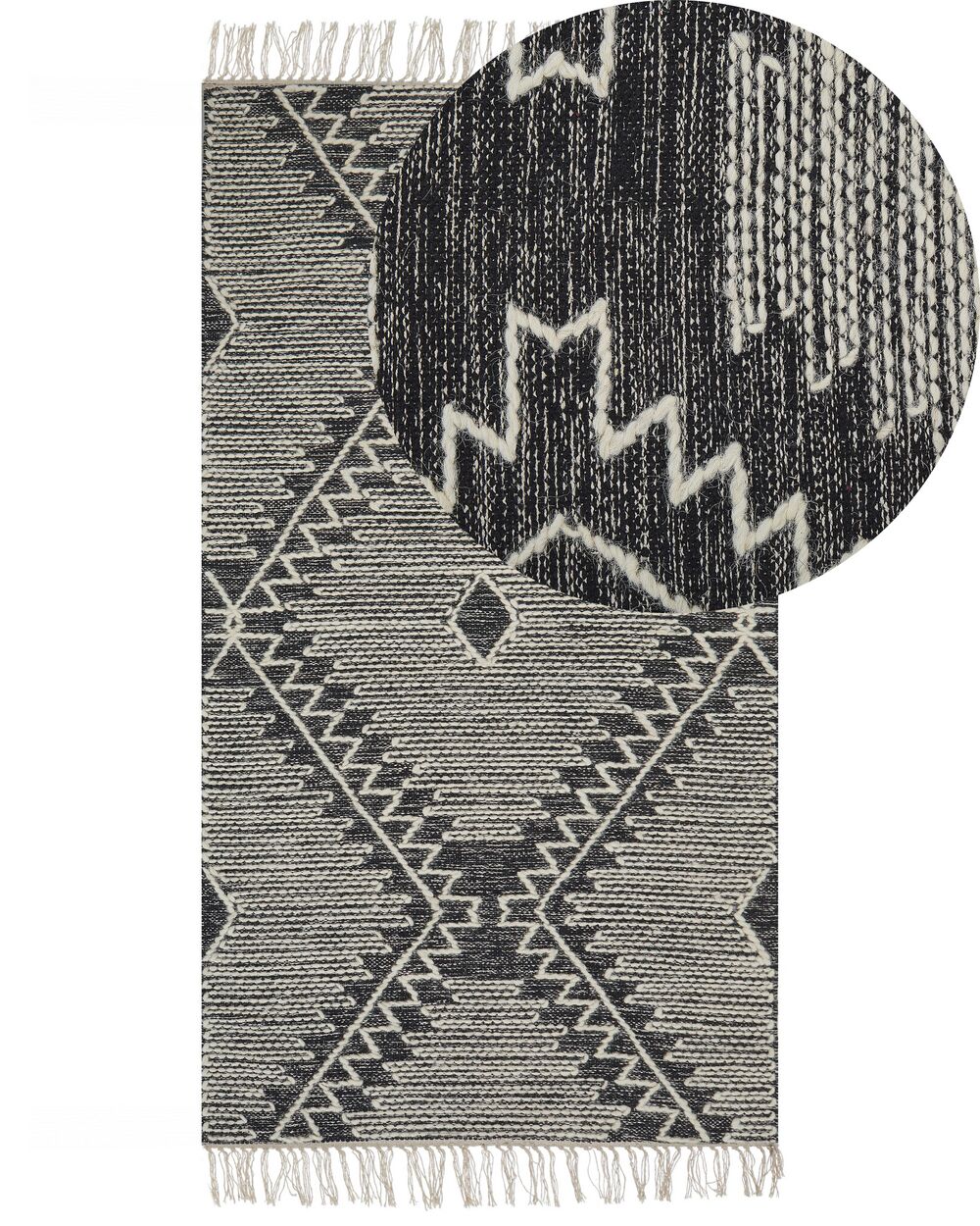 Rug ARBAA Black 80 x 150 cm Cotton