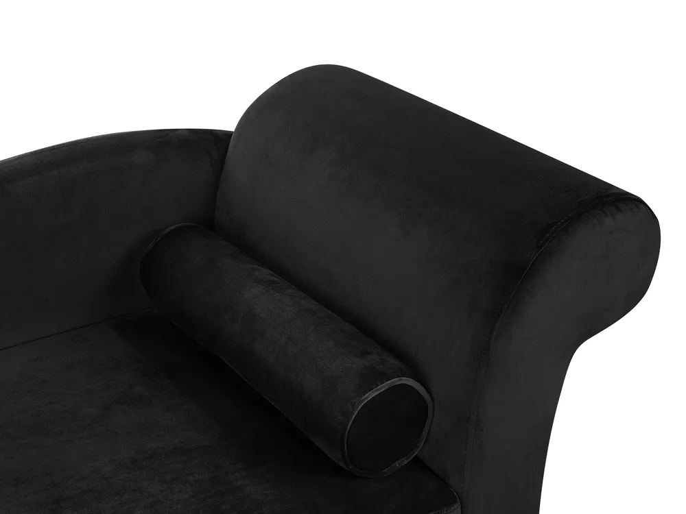 Right-Hand Chaise Longue LUIRO with Storage Velvet Black_769523