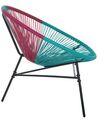 Conjunto de 2 sillas de balcón de ratán azul turquesa/rosa/negro ACAPULCO_718106
