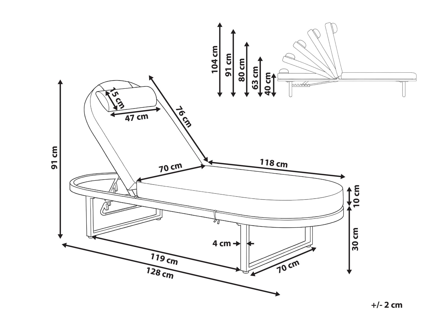 Sun Lounger with Cushion RONCOLO Metal Beige_1117404