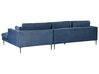 3-Sitzer Ecksofa Samtstoff blau linksseitig FLAM_934575