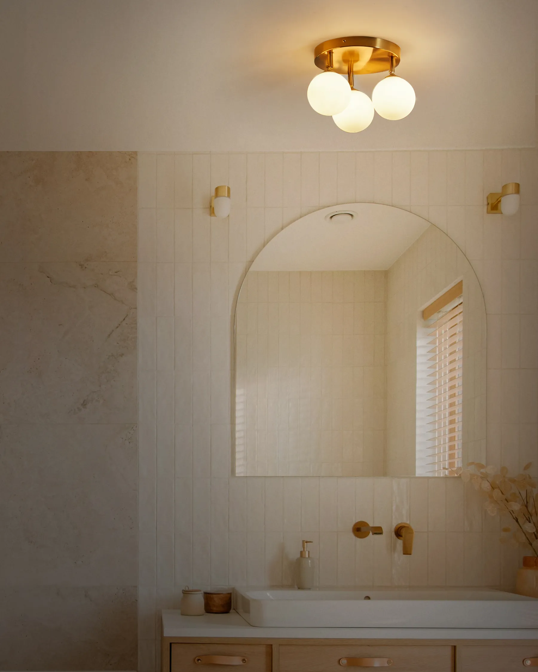 Ceiling Lamp MAVILLA Glass Brass_959604