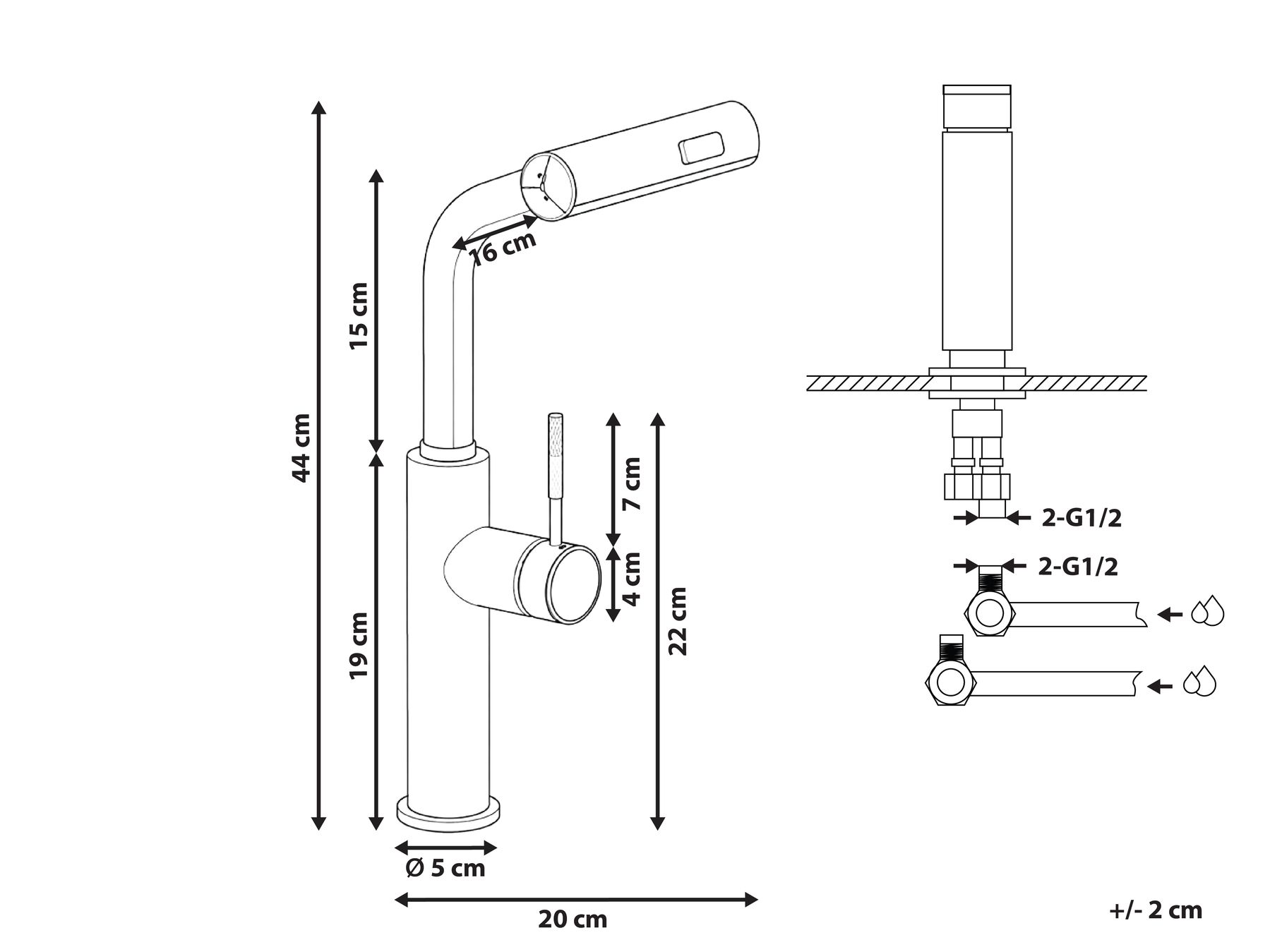 Kitchen Pull Out Tap PEGUCHE Black_1108380