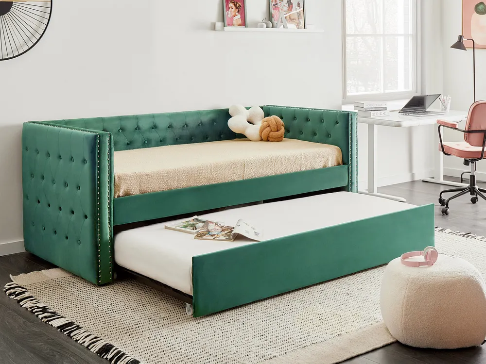 Trundle Bed Velvet GASSIN 90 x 200 cm (EU Single) Emerald Green_779275