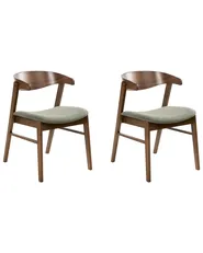 Set di 2 sedie da pranzo LILLY Tessuto Verde scuro/Marrone_1016064