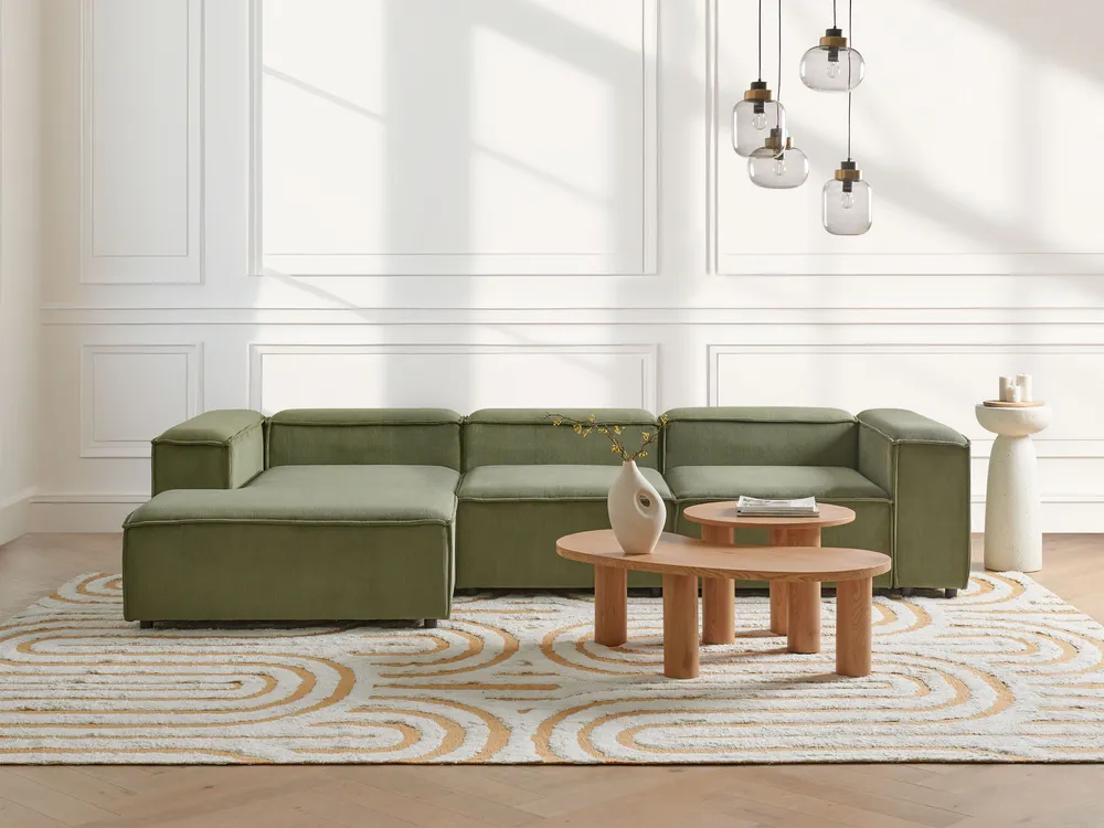 Modular Corner Sofa 4 Seater ARDAL Corduroy Green Right Hand