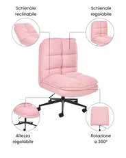 Sedia da ufficio ADDISON Bouclé Rosa_1077868