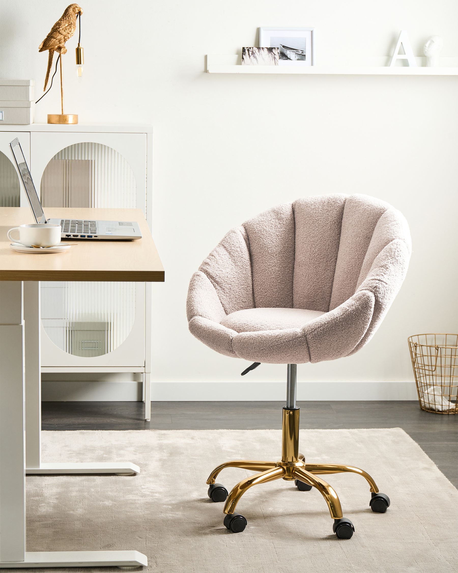 Krzesło biurowe regulowane boucle beżowe ANNABELLE_1000154