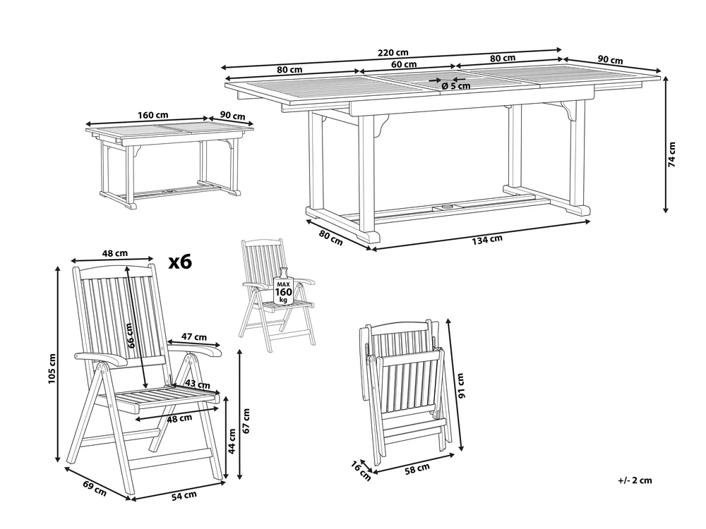 Garden Dining Set 6 Seater JAVA Acacia Wood Light Brown_802484