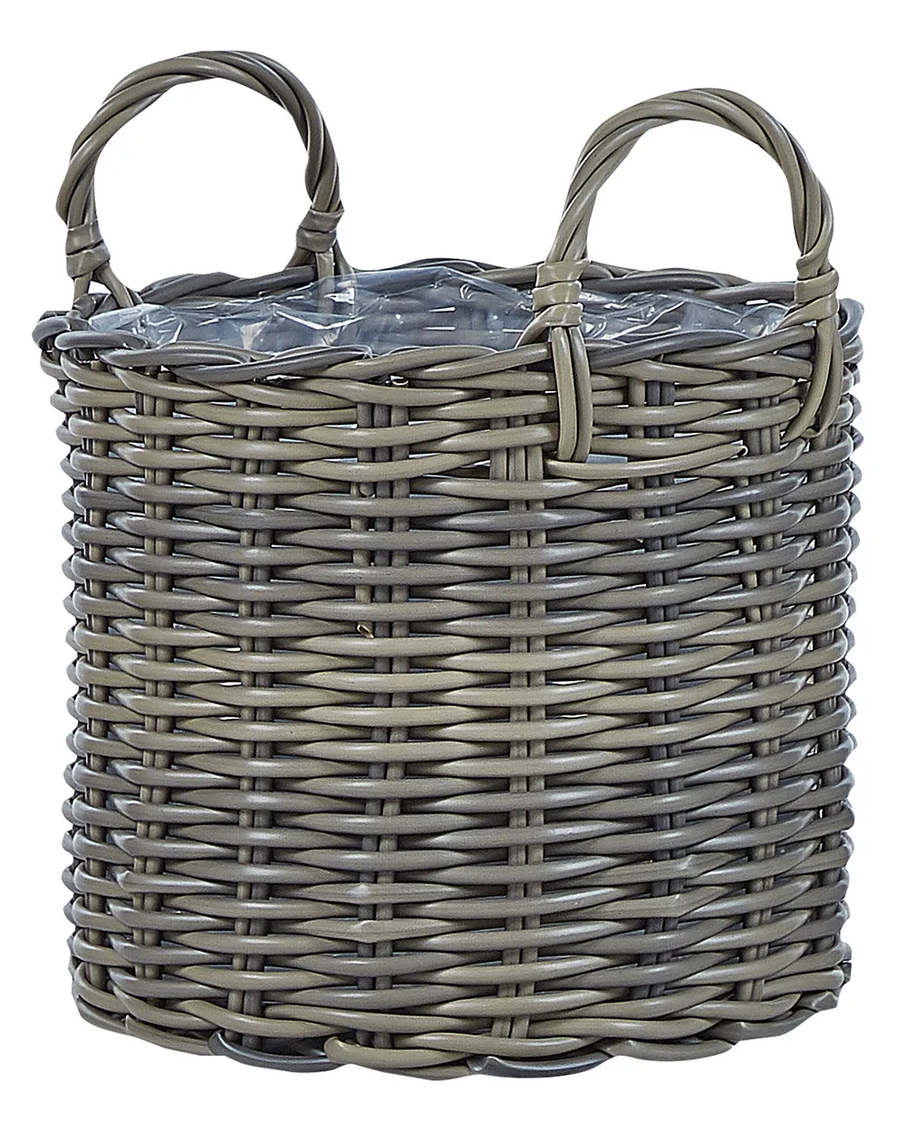 Zestaw 3 koszy na kwiaty NIKITI 29/35/40 cm Technorattan Beżowoszary_826533