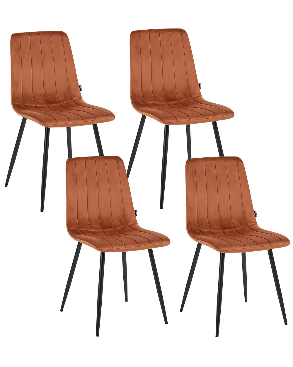 Set of 4 Dining Chairs KALISPELL Velvet Orange