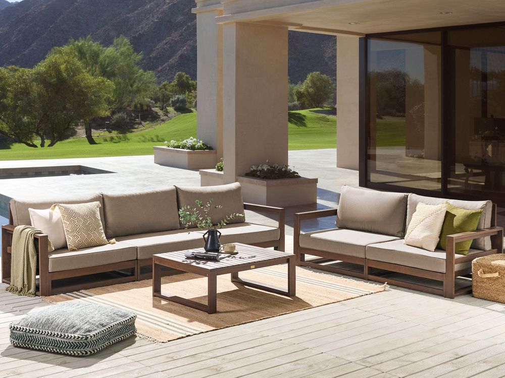 Sofa Set TIMOR FSC Certified Acacia Wood Dark Wood 5 Seater Beliani