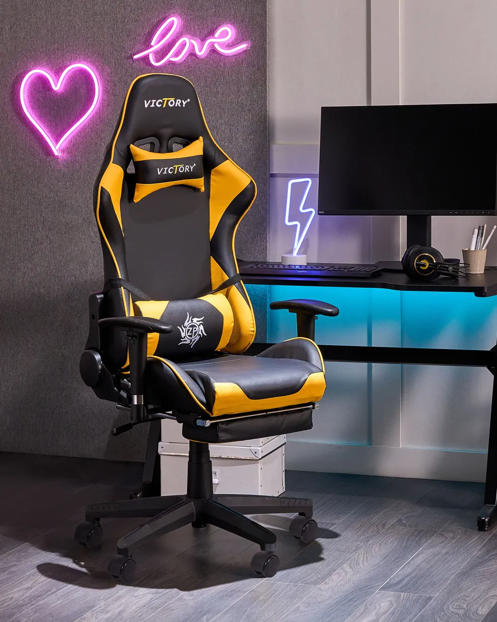 Sedia da gaming VICTORY Pelle sintetica Giallo_1002866