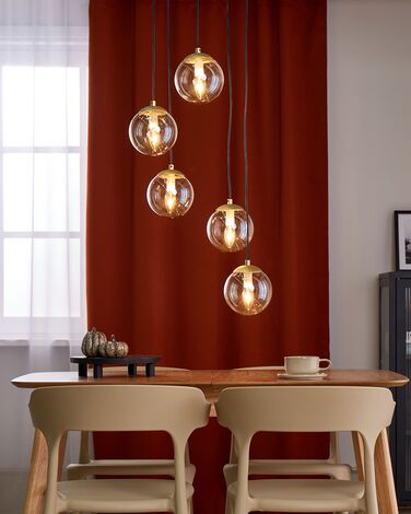 5 Light Glass Pendant Lamp Gold NOEL