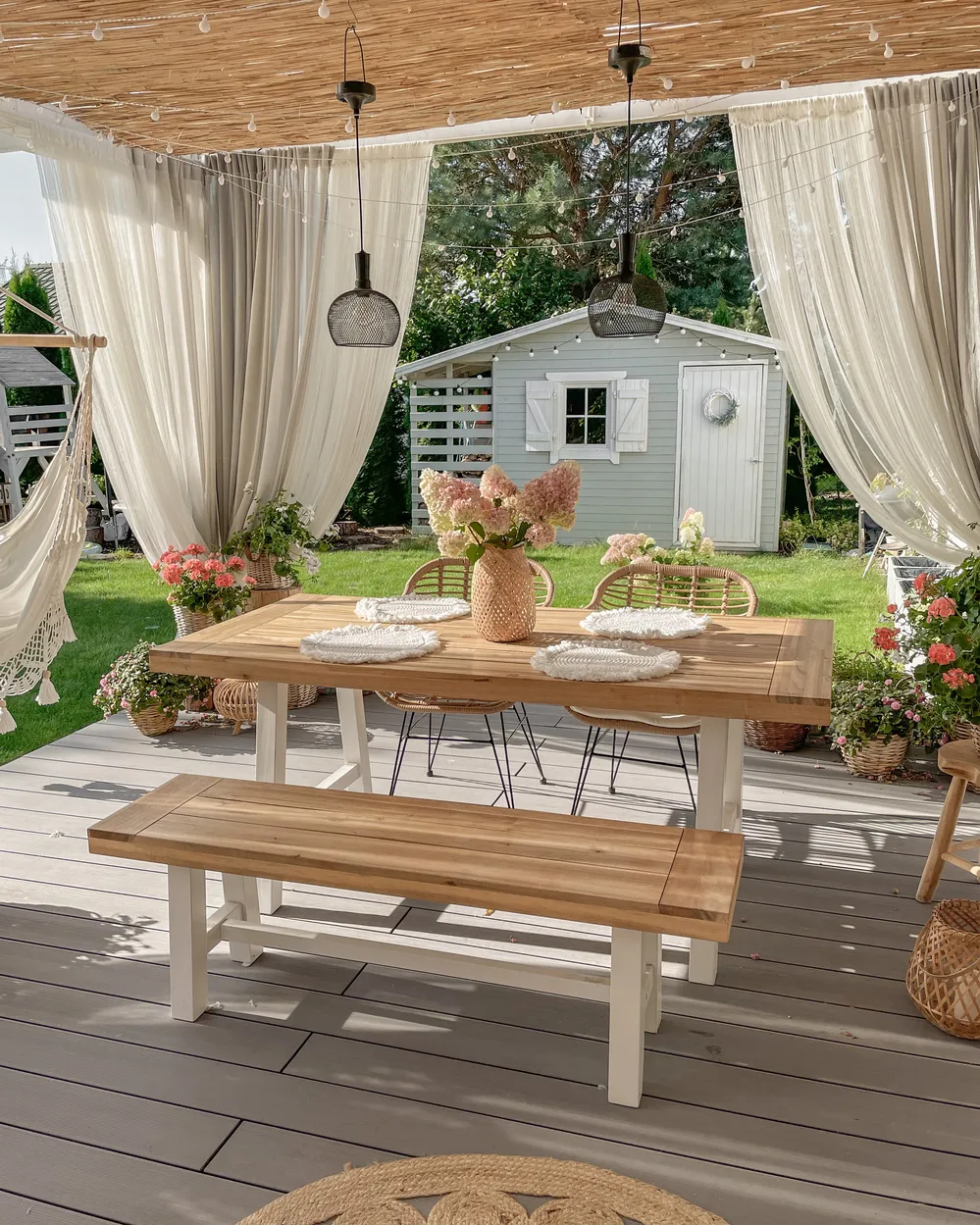 Garden Dining Set 6 Seater SCANIA Acacia Wood White_932805