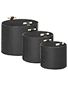 Set of 3 Baskets ARAM Faux Leather Black