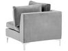 Left Hand 4 Seater Modular Velvet Corner Sofa with Ottoman Grey EVJA_789050