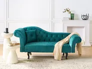 Left-Hand Chaise Longue LATTES II with Cushion Velvet Emerald Green_947562