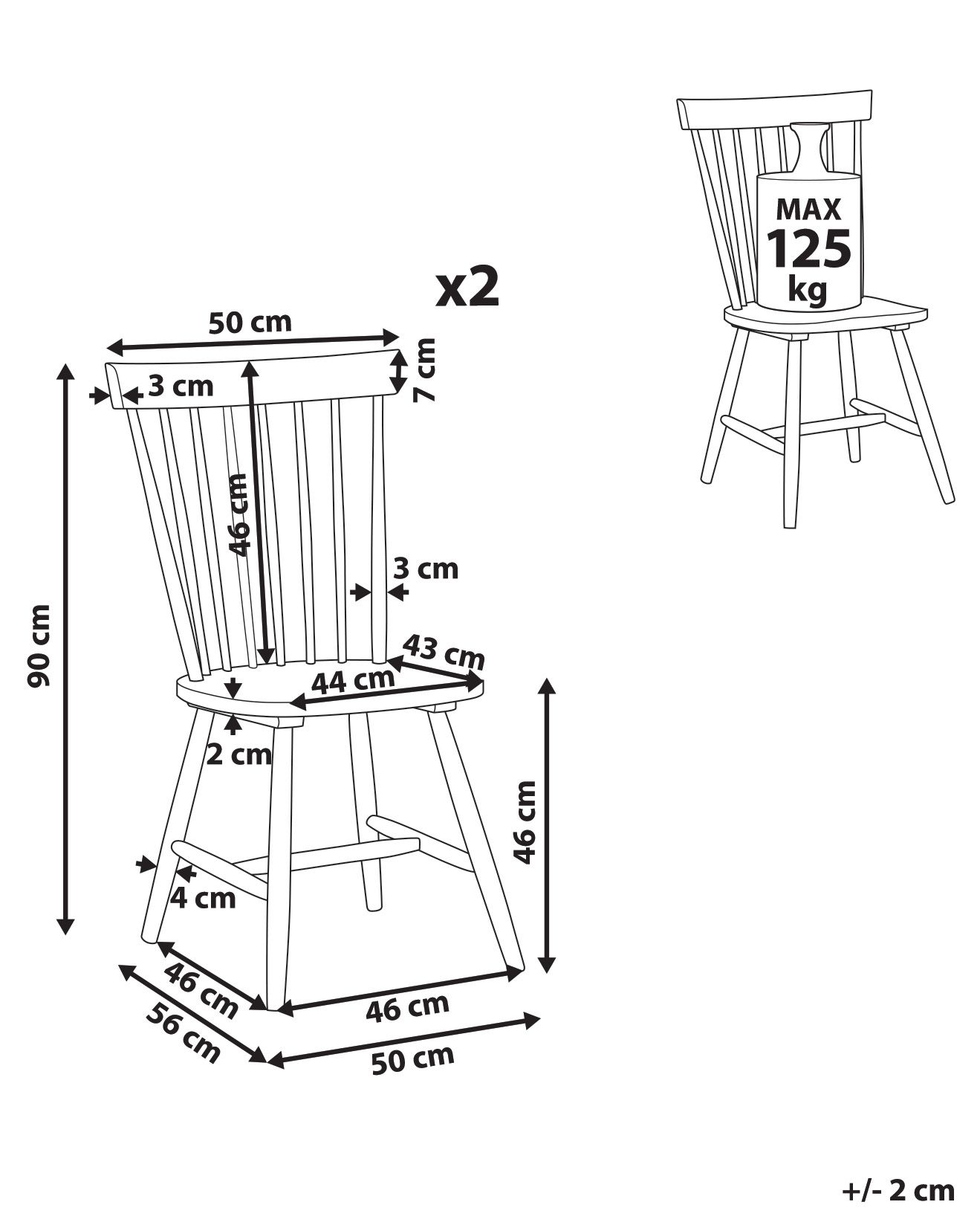 Set of 2 Dining Chairs BURGES Wood Brown_1076400