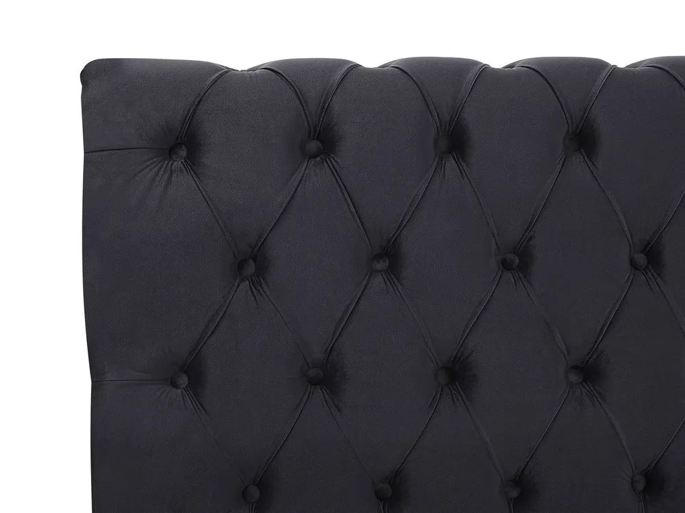 Bett mit Lattenrost Samtstoff AVALLON 160 x 200 cm Schwarz_694384