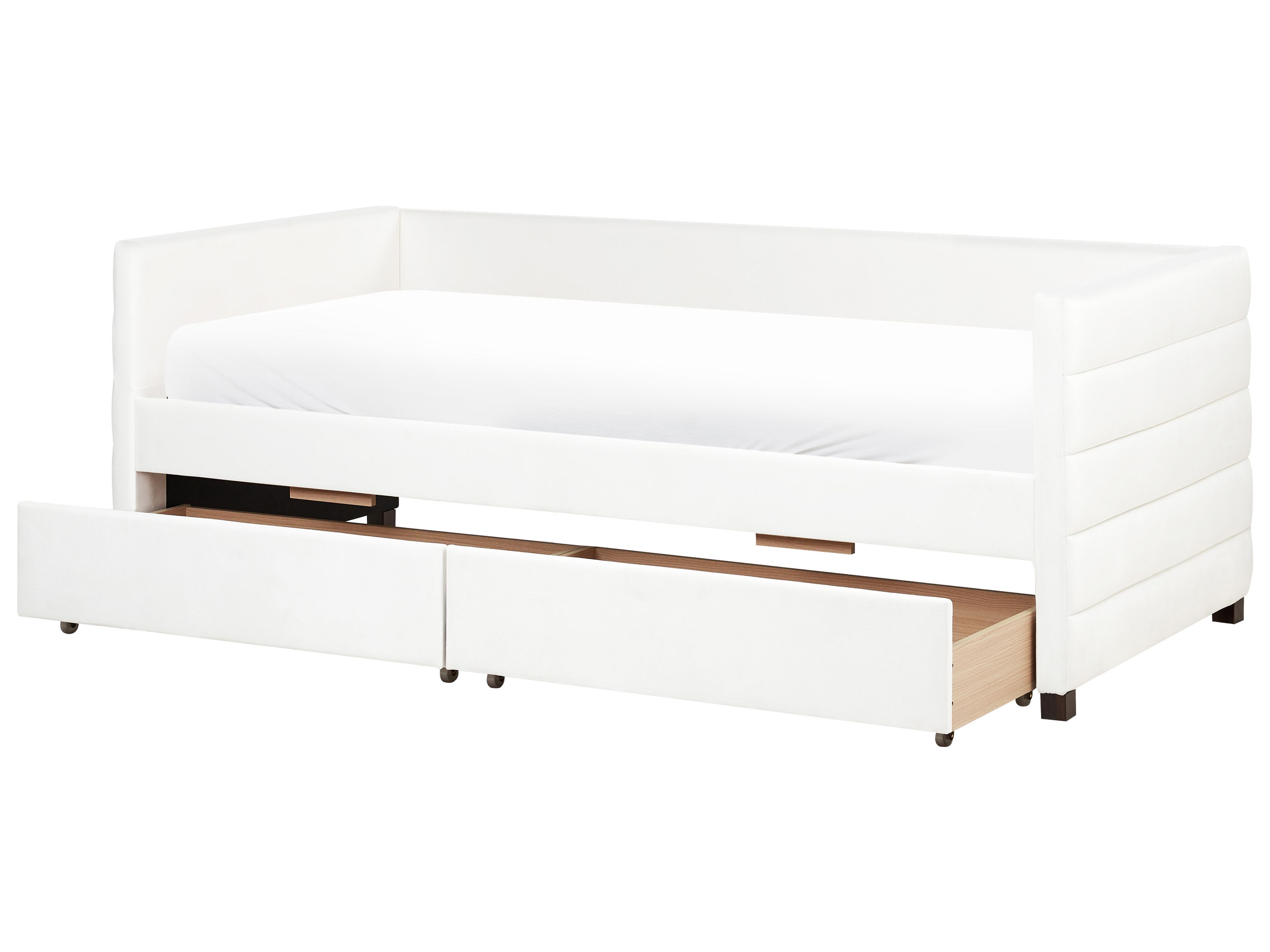 Daybed with Storage Velvet MARRAY 90 x 200 cm (EU Single) Off-White ...