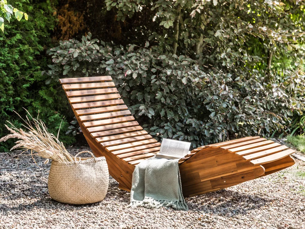 Sun Lounger BRESCIA II Acacia Wood Brown