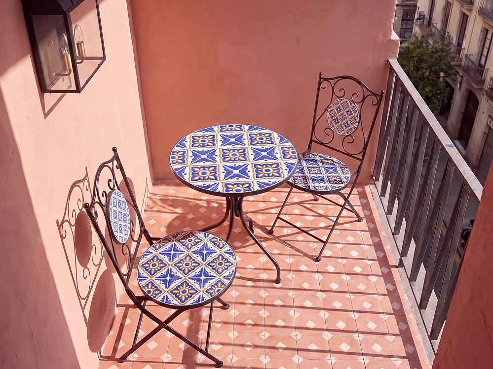 Set mobilier de grădină SIPONTO Metal Alb/Albastru_1155710