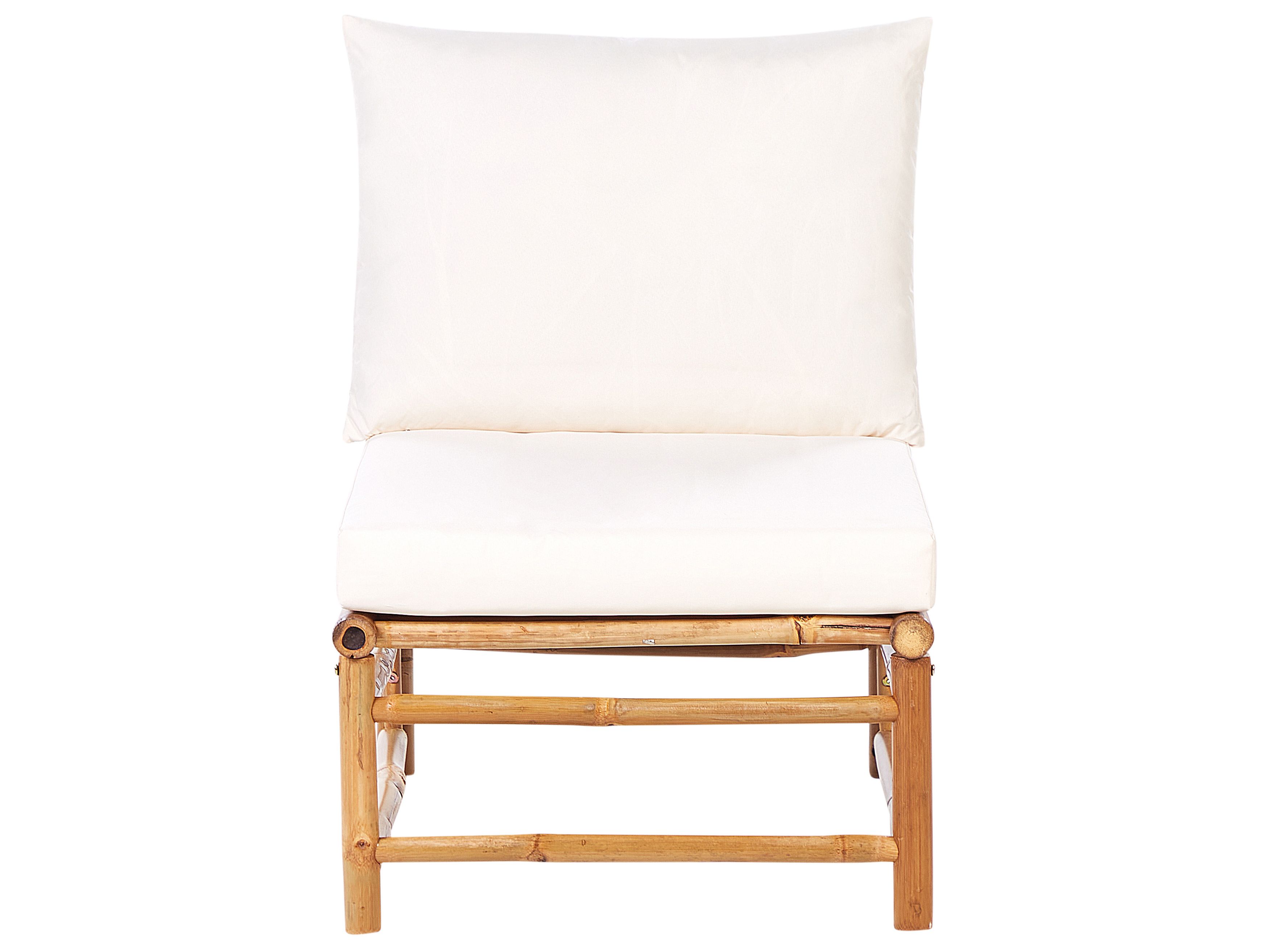 Set de terrasse table et 2 chaises en bois clair coussins blanc cassé JAVA | Leroy Merlin