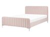 Sametová čalouněná postel s roštem 140 x 200 cm růžová LUNAN_803492