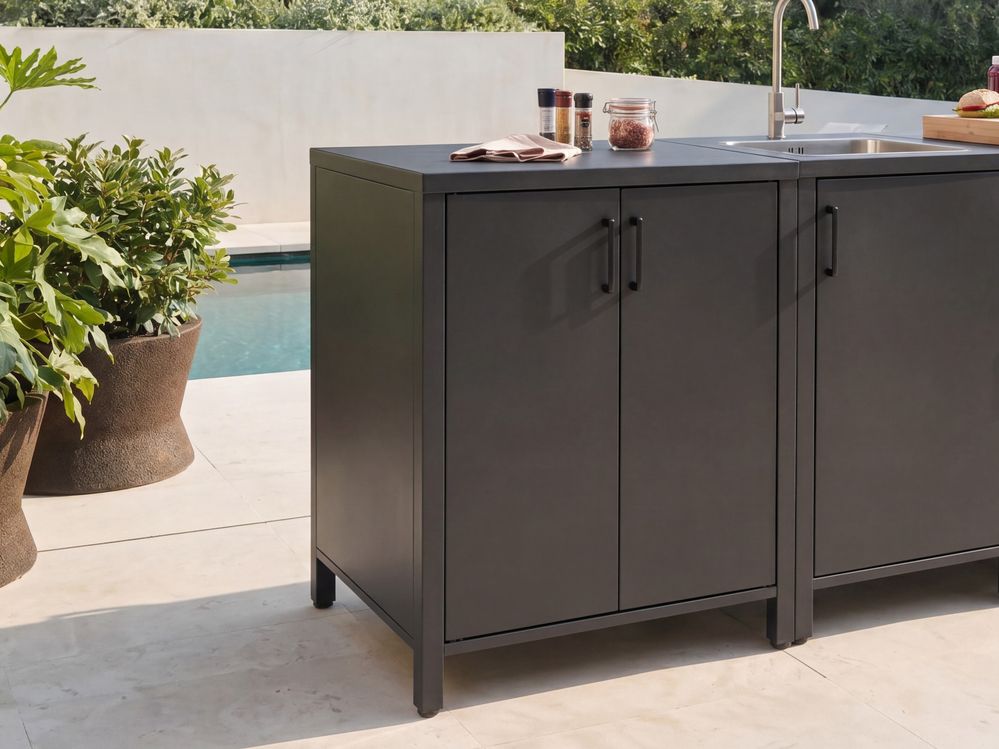 Meuble de cuisine d'extérieur ROCHA Gris graphite Métal