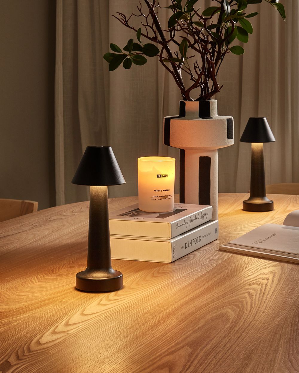 Set van 2 draadloze LED tafellampen JOANES met dimmer Metaal Zwart