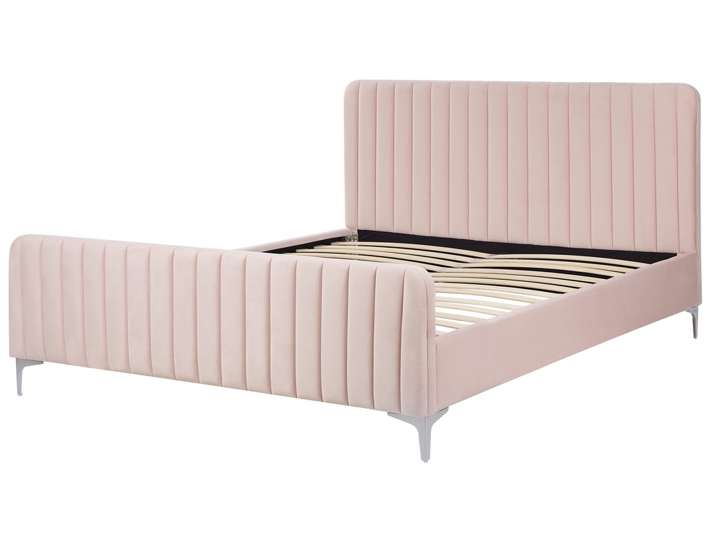 Velvet EU King Size Bed Pastel Pink LUNAN Beliani