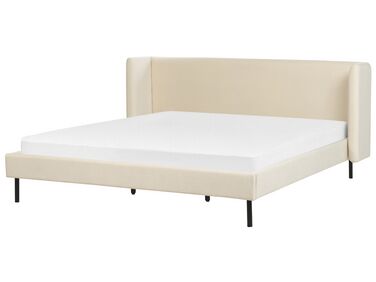 Zamatová posteľ 180 x 200 cm béžová ARETTE