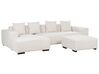 Høyrehånds hjørnesofa med ottoman kordfløyel Off-White LUNGO_898424