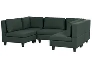 Modular U-Shape Sofa 5 Seater UNSTAD with Ottoman Fabric Dark Green_893545