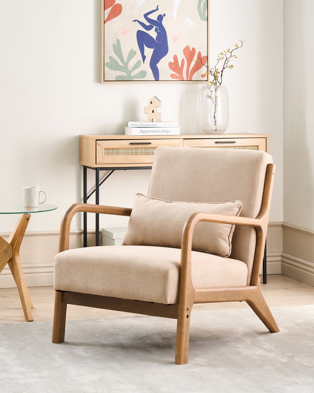 Beige fabric armchair outlet