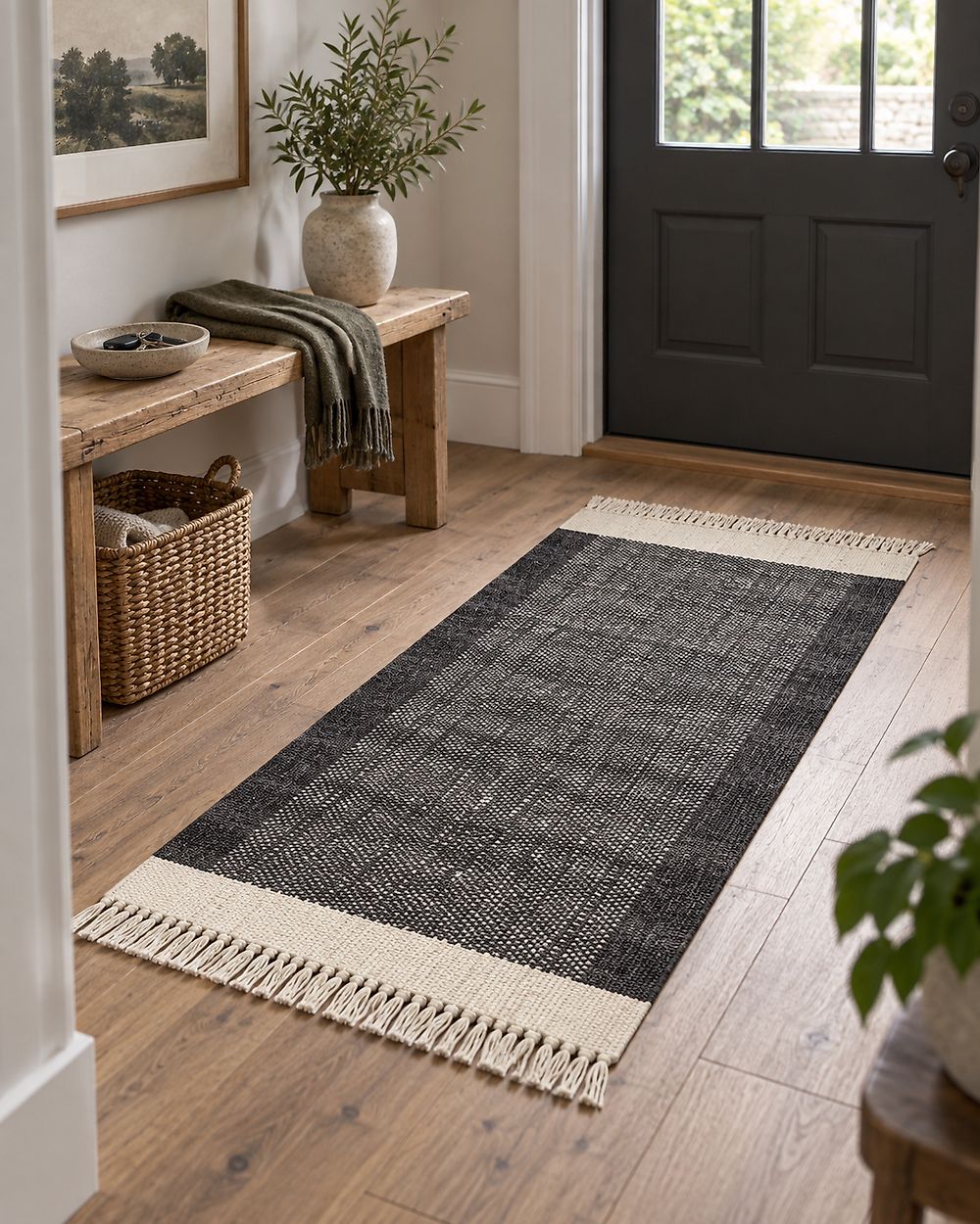 Rug ATLANTI Black 80 x 150 cm Wool