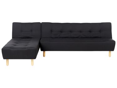 Canapé d'angle à droite 4 places en tissu noir ALSTEN