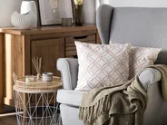 Set of 2 Decorative Cushions VERBENA 45 x 45 cm Cotton Pink Geometric Pattern_770274