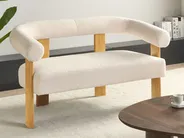 Sofa 2 Seater ILBRO Boucle Off-White/ Light Brown_984870