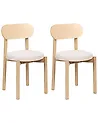 Set of 2 Dining Chairs PAULINA Wood Light Brown/ Light Beige