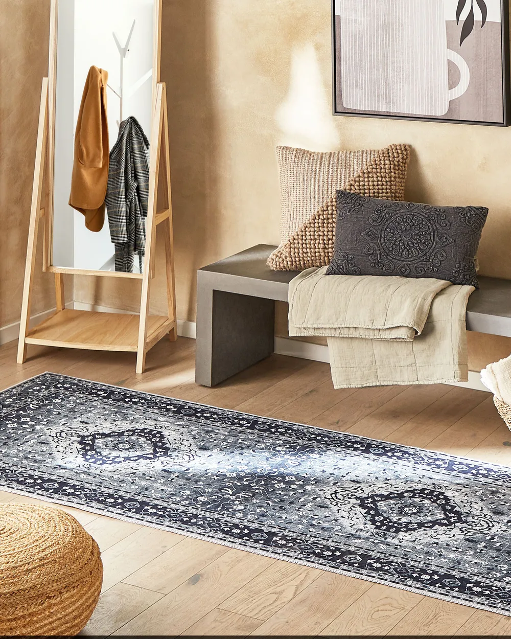TAPISO Maya Tapis De Couloir Entrée Moderne Rouge Gris Noir Rayures Fin Au Metre 80 X 570 Cm 85980762