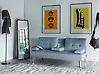 Sofa Bed 3 Seater ROXEN Fabric Light Grey